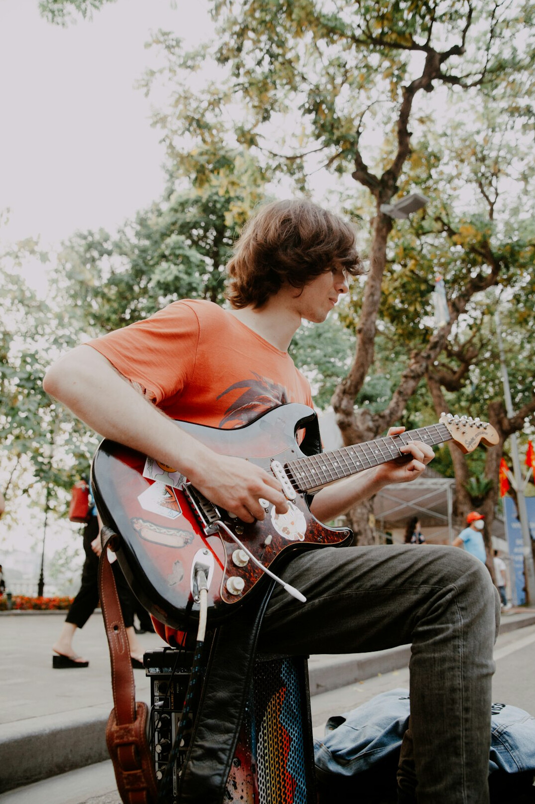 street musician with guitar